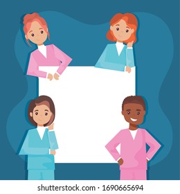 International nurse day, man and woman nurses