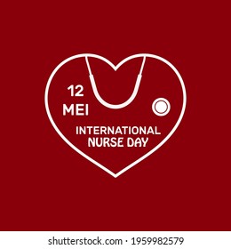 International nurse day may 12 with heart frame and red background. Vector illustration