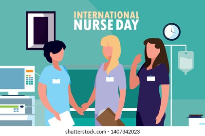 international nurse day with professionals females in operating theater