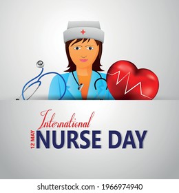 International nurse day vector illustration of nurse with medical equipment