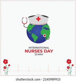 International nurse day. World nurse day concept. World globe with nurse hat. vector illustration.