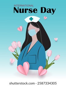 International Nurses Day background, Thank you nurses design template. 12th May International Nurses, love heart with nurses vector modern logo design template. abstract vector illustration 
