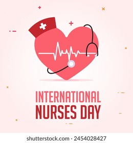 International Nurses Day Concept Template With Typography Cap Stethoscope And Heart