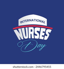 International Nurses Day creative concept on a nurse hat vector illustration. Happy Nurses Day template design on a blue background. 12 May.