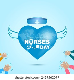 International Nurses Day greeting design. People clapping, applause and appreciating Nurses background.