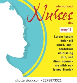 International Nurses Day greetings with female nurse silhouette