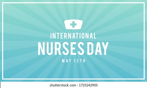 International nurses day may 12th modern banner, cover, sign, design concept with white text ona  blue abstract background. 