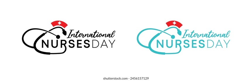 International Nurses Day Modern Logo Design, 12th May International Nurses or Nurse Day, stethoscope, cross, nurse hat vector logo design