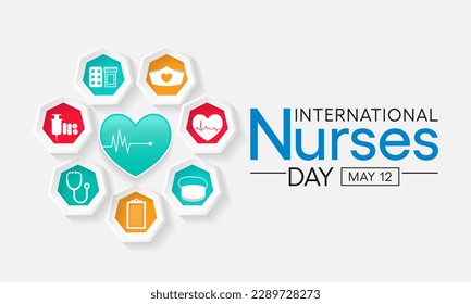 International Nurses day is observed in United states on 12th May of each year, to mark the contributions that nurses make to society. Vector illustration