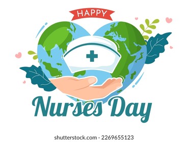 International Nurses Day on May 12 Illustration for Contributions that Nurse Make to Society in Flat Cartoon Hand Drawn for Landing Page Templates
