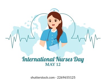 International Nurses Day on May 12 Illustration for Contributions that Nurse Make to Society in Flat Cartoon Hand Drawn for Landing Page Templates