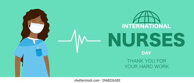 International Nurse's Day. Postcard, banner for the holiday. Vector illustration. Medicine, masks, medical workers.