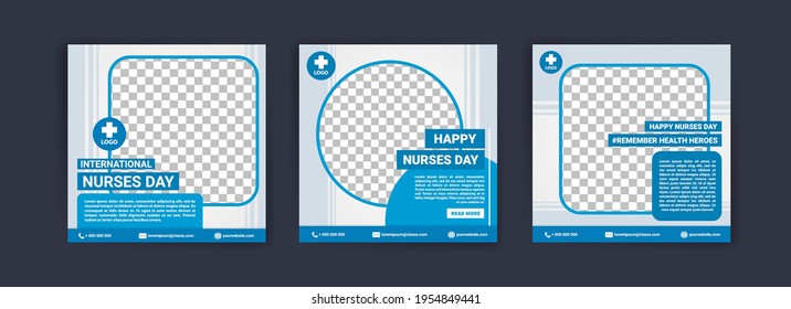 International Nurses Day. Social media templates for International Nurses Day. Banner vector for social media ads, web ads, business messages, discount flyers and big sale banners.