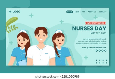 International Nurses Day Social Media Landing Page Flat Cartoon Hand Drawn Template Illustration