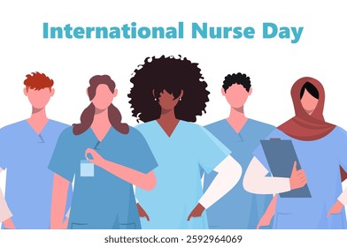 International Nurses Day. Team of nurses. Thank you nurses. Medical and health care concept. Vector illustration Not AI generated