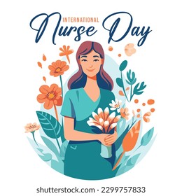 International Nurses Day. Vector art May 12th International Nurses Day Floral Design