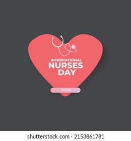 International nurses day vector banner or poster with stethoscope isolated on stylish grey background. vector 12 May Happy nurses day icon or sign design template