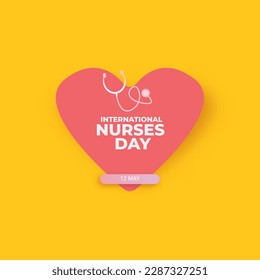 International nurses day vector banner or poster with stethoscope isolated on stylish orange background. vector 12 May Happy nurses day icon or sign design template