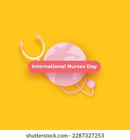 International nurses day vector banner or poster with stethoscope isolated on stylish orange background. vector 12 May Happy nurses day icon or sign design template