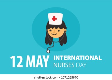 International Nurses Day. Vector Illustration. Mascot cute character.
