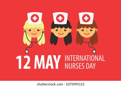 International Nurses Day. Vector Illustration. Mascot cute character.
