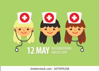 International Nurses Day. Vector Illustration. Mascot cute character.
