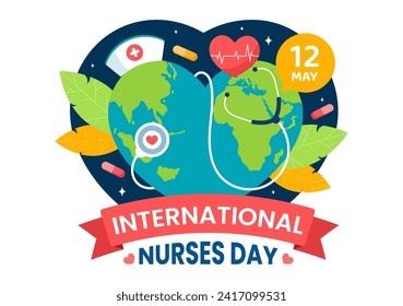 International Nurses Day Vector Illustration on May 12 for Contributions that Nurse Make to Society in Healthcare Flat Kids Cartoon Background