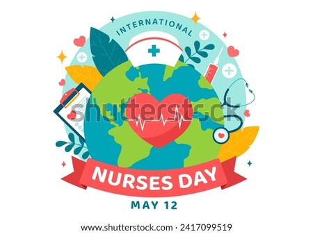 International Nurses Day Vector Illustration on May 12 for Contributions that Nurse Make to Society in Healthcare Flat Kids Cartoon Background