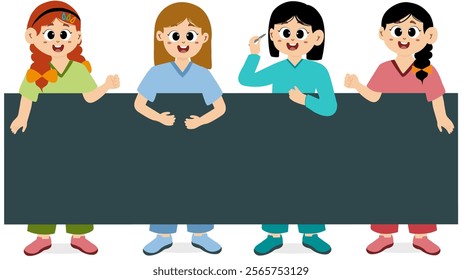 International nurses team standing together, International Nurses Day background. Horizontal vector banner Vector Format