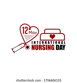 International Nursing Day. Stethoscope form 12 number. Nurse hat. Celebrating on may 12. vector Illustration