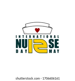 International Nursing Day. Typography Logo design. Nurse Hat. Celebrating on 12 may. Vector Illustration