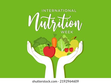 International Nutrition Week Day With Fruit On Opened Hand On 1 To 7 September.