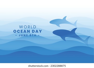 international ocean day event poster save underwater aquatic life vector