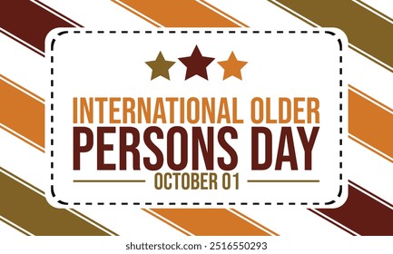 International Older Persons Day Banner Celebrating the Contributions and Wisdom of the Elderly, Observed Worldwide on October 1st to Honor Senior Citizens. Vector EPS 10.