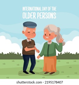 international older persons day card with grandparents