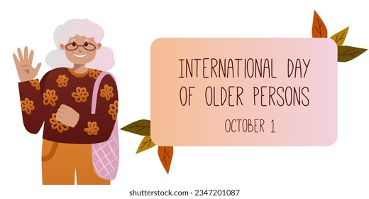 International older persons day, held on 1 October. vector illustration. Can be used to create promotional materials, social media posts