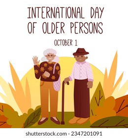 International older persons day, held on 1 October. vector illustration. Can be used to create promotional materials, social media posts