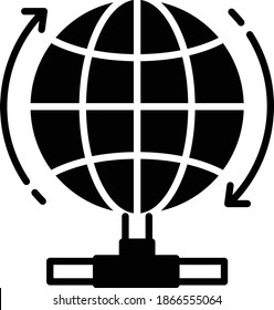 International Optical Fiber connectivity Concept, Data Center Backbone Line Vector Glyph Icon Design, Cloud computing and Web hosting services Symbol on White background