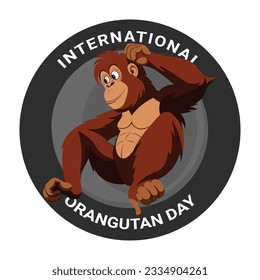 International Orangutan Day background. Awareness Conservation Wildlife. Vector illustration.