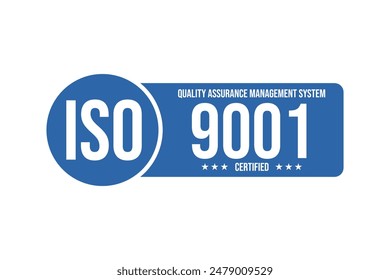 International Organization for Standardization stamp: 9001 Quality Assurance Management System. certificate popular standards ISO.