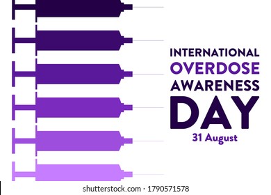 International Overdose Awareness Day. August 31. Holiday concept. Template for background, banner, card, poster with text inscription. Vector EPS10 illustration