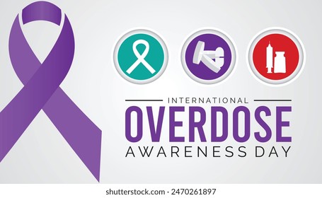 International Overdose Awareness Day is observed every year on August.banner design template Vector illustration background design.