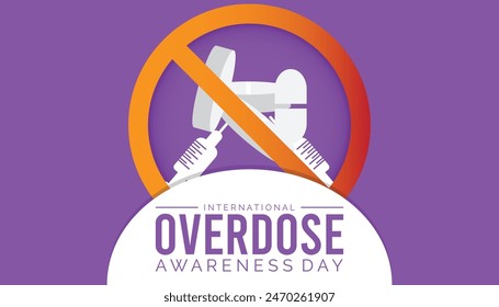 International Overdose Awareness Day is observed every year on August.banner design template Vector illustration background design.