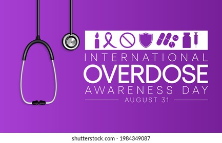International Overdose (OD) awareness day is observed every year on August 8, it is the ingestion or application of a drug or other substance in quantities greater than are recommended. vector art.