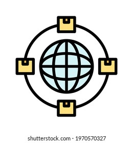 International, package, shipping, worldwide icon vector image. Can also be used for Delivery and logistics. Suitable for use on web apps, mobile apps and print media.