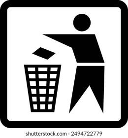 International Packaging Label Symbol, Do Not Litter flat black vector icon.