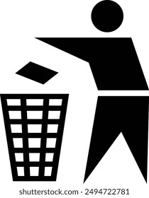 International Packaging Label Symbol, Do Not Litter flat black vector icon.