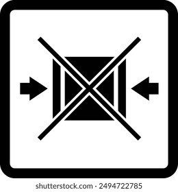 International Packaging Label Symbol, Do Not Clamp flat black vector icon.