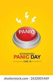 International Panic Day June 18 red panic button vector poster