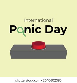 International Panic Day vector, illustration. June 18. Panic button. Escape from stress concept design. Green ribbon.
